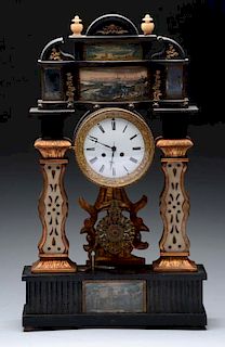 19th Century Austrian Portico Music Box Clock.