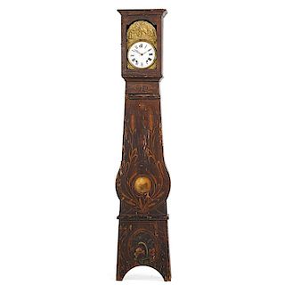 FRENCH FAUX PAINTED TALL CASE CLOCK