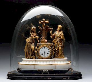 Glass Dome French Marble Base Shelf Clock.