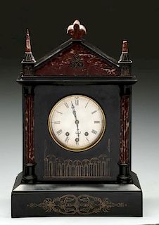 English Slate & Marble 8 Bell Shelf Clock.