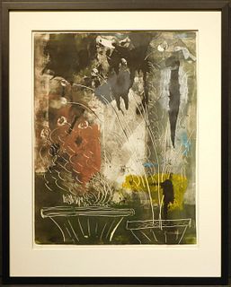 Still Life w/Abstracted Plants, Monotype