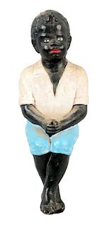 Cast Iron Black African American Boy Statue.