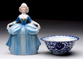 Lot Of 2:Madame Pompadour Jar & Chinese Bowl.