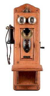 The Dean Electric Co. Wooden Wall Phone.