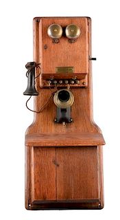 Julius Andrae & Sons Co. Wooden Wall Telephone.