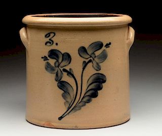 Floral Motif Stoneware Crock.