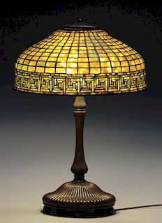 Tiffany Studios 16" Greek Key Lamp.