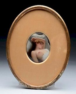Framed Oval Picture Of Nude Lady.