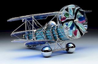 Kaleidoscope Leaded Glass Airplane.