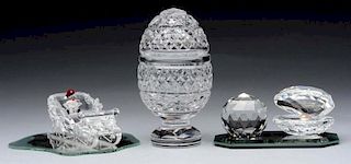 Lot Of 3: Decorative Crystal Glass Figurines.