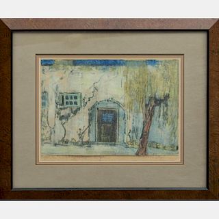 Nell Brooker Mayhew (American, 1876-1940) The Workman's Cottage, Color etching,