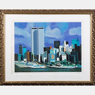 Marcel Mouly  (1918-2008) Twin Towers, Lithograph,