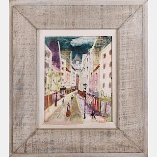 Charles Levier (1920-2004) Paris Street Scene, Oil on panel,