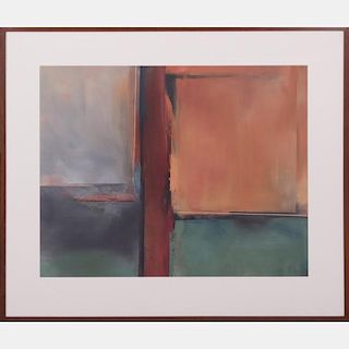 Kathleen Hammett (American, 20th Century) Untitled (Abstract of Peach, Green and Gray), Oil on paper,