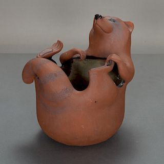 Marie Nyland (20th Century) Raccon Planter, Ceramic,