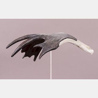 An American Eagle Moose Antler Carving, 20th Century,