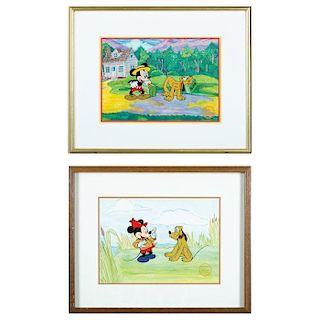 Two Walt Disney Company Animation Cels of Mickey Mouse and Pulto, 20th Century,