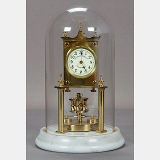 A Bowler & Burdick Co. (Cleveland, OH) Brass, Marble and Glass 400 Day Clock, 20th Century.
