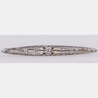 A 14kt. Yellow and White Diamond Brooch,