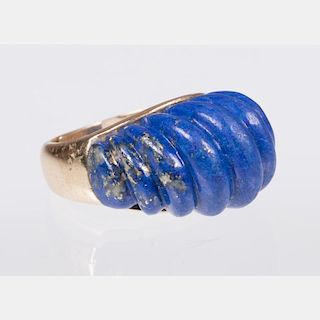 A 14kt. Yellow Gold Lapis Lazuli Dome Twist Ring,