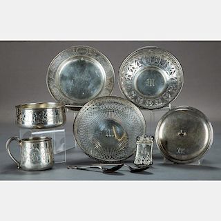 A Miscellaneous Collection of Sterling Silver and Silver Plated Serving Items, 20th Century,