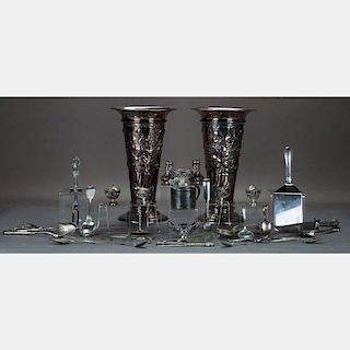 A Miscellaneous Collection of Sterling Silver and Silver Plated Decorative and Serving Items, 20th Century.