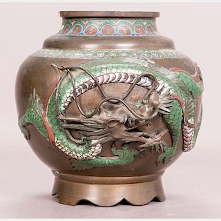 A Chinese Bronze and Cloisonné Dragon Vase, 19th/20th Century.