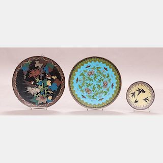 A Group of Three Chinese Cloisonné Plates, 19th/20th Century.