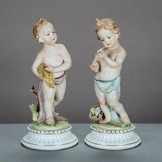 A Pair of Continental Bisque Porcelain Figures, 19th/20th Century.