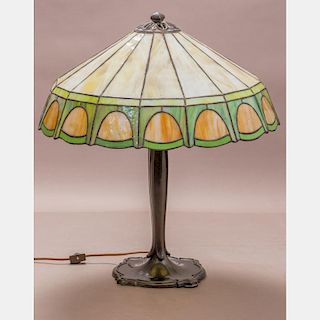 A Bradley and Hubbard Slag Glass Lamp, 20th Century,