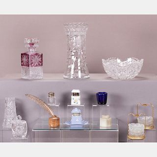 A Miscellaneous Collection of Glass, Ceramic and Stone Inkwells, 20th Century,