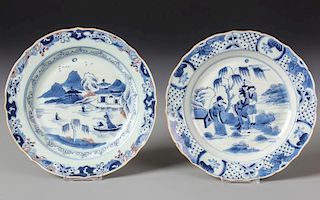 2 Chinese Blue and White Porcelain Plates