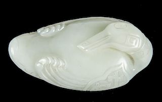 Chinese White Jade Figural Duck
