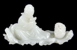 Chinese White Jade Figural Vignette