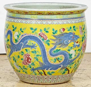 19th C Chinese Famille Jaune Imperial Jardiniere