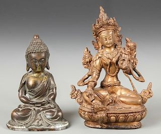 2 Figural Bronze Buddhas