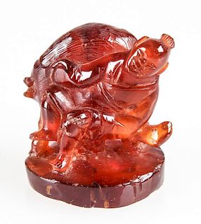 Chinese Carved Amber Figural Group