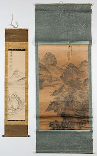 2 Chinese Landscape Scroll Paintings