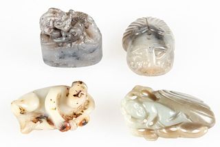 4 Chinese Jade and Hardstone Toggles