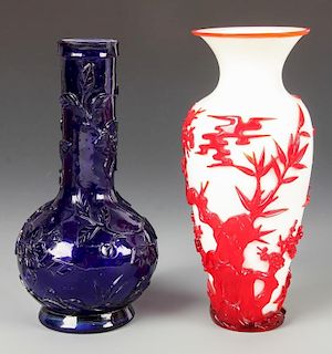 2 Chinese Peking Glass Vessels