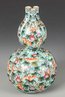 Chinese Enameled Triple Gourd Vase