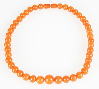Chinese Graduated Butterscotch Amber Bead Necklace