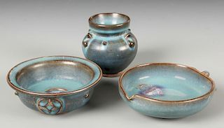 3 Chinese Jun Style Glazed Vessels