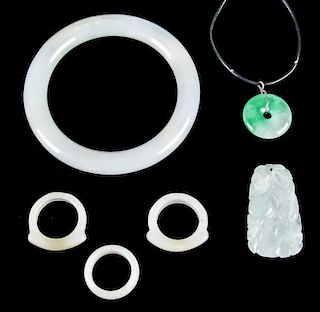 6 Pieces of Chinese Jade or Hardstone Jewelry