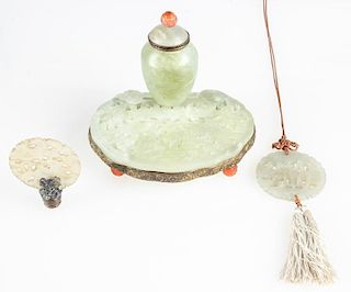 3 Chinese Pierced Jade Articles
