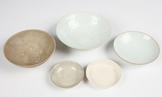 5 Chinese Celadon Glazed Bowls