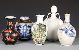 Collection of 5 Asian Porcelain Vessels