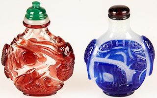 2 Chinese Peking Glass Snuff Bottles