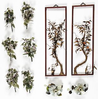 Collection of 10 Chinese Hardstone Floral Arrangements