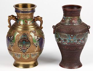 Chinese Champleve Vases